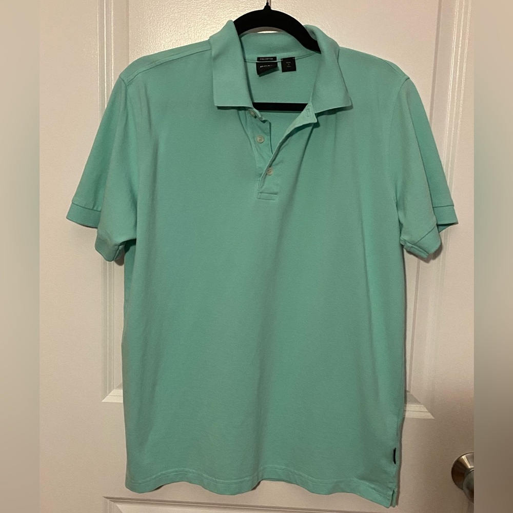 Hugo Boss Men’s Polo Shirt Aqua Green Pima Cotton Size LARGE